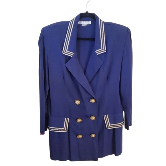 Maggie Lawrence Vintage Nautical Sailor Double Breated Blazer Size 12 - Picture 1 of 8